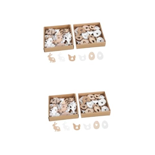 EXCEART 2 Sätze Ostern Selber Machen Kaninchen Ornament Eierpochierer Für Die Mikrowelle Ammer Eierringe Braten Chip Bausatz Pfannkuchenform Korb Stuffer Beige Holz 72 Stück * 2 von EXCEART