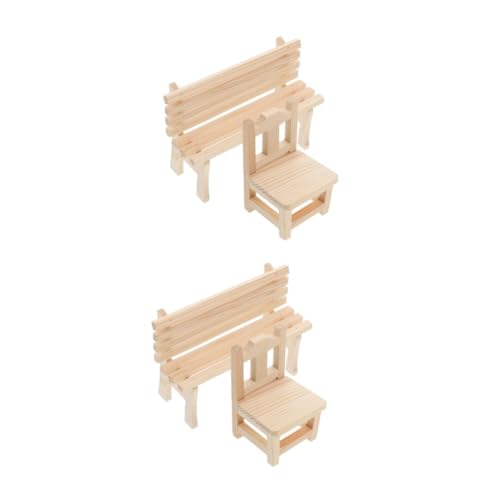 EXCEART 2 Sätze Puppenhausbank Mini-puppen Mini- Puppenhaus Kleine Perle Abstandsperlen Heimatstatue Babybehälter Mini-petroleumlampe Saftiges Zubehör Kleidung Beige Holz 2 Stück * 2 von EXCEART