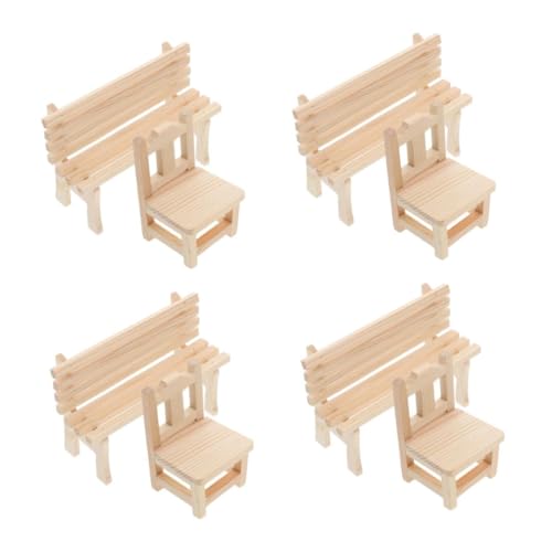 EXCEART 2 Sätze Puppenhausbank Mini-puppen Mini- Puppenhaus Kleine Perle Abstandsperlen Heimatstatue Babybehälter Mini-petroleumlampe Saftiges Zubehör Kleidung Beige Holz 2 Stück * 2 von EXCEART