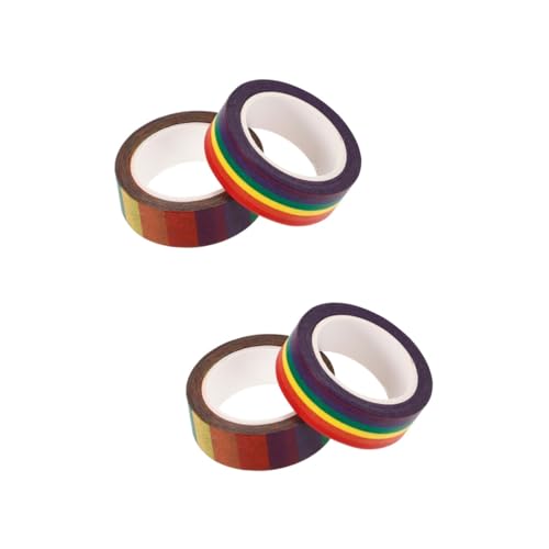 EXCEART 2 Sätze Regenbogenband Geschenkverpackung Papier Klebeband Bastelmaterial Washi Tape Kawaii Scrapbook-klebebänder Selber Machen Dekorative Bänder Für Sammelalben 2 Rollen * 2 von EXCEART