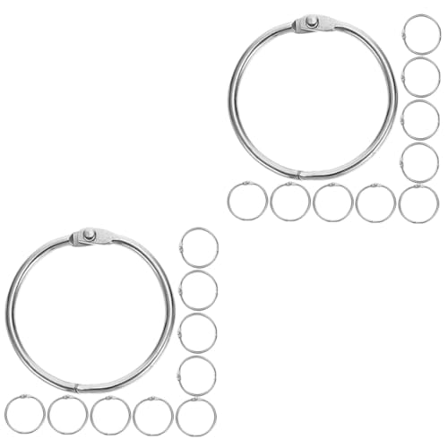 EXCEART 2 Sätze Ringbuch-ring Schlüsseldrahtseil Ringe Silberkette Verschluss Ordnertrenner Ringbinder Paper Rings Metallring Notebook-ring Selber Machen Metall Ring Silver 20 Stück * 2 von EXCEART