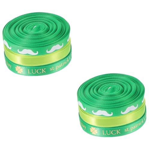 EXCEART 2 Sätze Verpackungsband Shamrocks Wickelband Thanksgiving -abziehbilder Weißes Band Ribbon Bandfeile Grünes Band Geschenkband Zum Verpacken Von Geschenken Polyester 3 Rollen * 2 von EXCEART