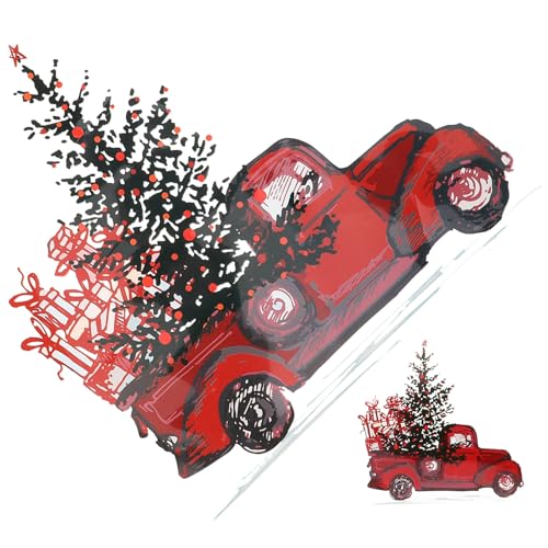 EXCEART Aufkleber Für Kinder 2 Stück Weihnachtsauto-Aufnäher Aufbügeln Weihnachtsroter Lkw- Weihnachts-Aufnäher Aufbügeln Diy-Applikationen Jacken Sweatshirts Wärmeübertragungsfolie von EXCEART