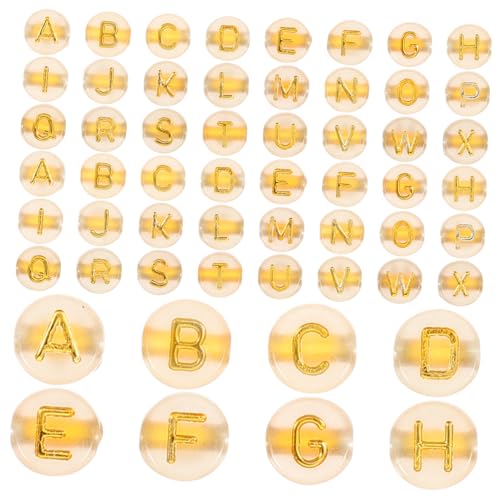 EXCEART 200St alphabet beads bastelzeug Leuchtende Buchstabenperlen decoration handwerkskunst Bling-Ornamente Bausätze Reize lose Buchstabenperlen handgefertigte Armbandperlen Acryl Golden von EXCEART