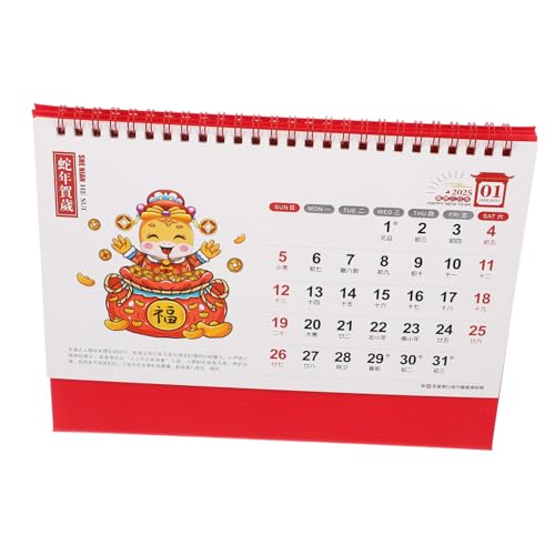 EXCEART 2025 Schreibtischkalender „jahr Der Schlange“. Tischkalender 2024 Office-desktop-kalender Staffelei-tischkalender Desktop-standkalender Taschenkalender Rot Papier von EXCEART