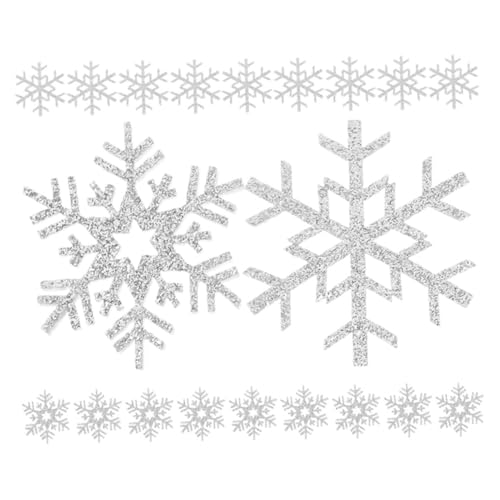 EXCEART 20st Handgefertigte Materialien Für Haaraccessoires Winterschablonen Wiederverwendbar Schnee Basteln Kleidungsdekoration Schneeflocken-glitzerflecken Winterdekoration Stoff Silver von EXCEART