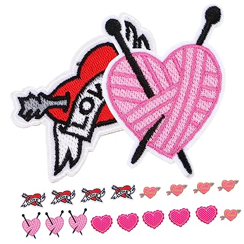 EXCEART 20st Liebe Herz Patch Benutzerdefinierter Aufkleber Herzflicken Aufnähen Valentinstag Stoffflecken Stoff-accessoire Kleidung Herz Patch in Herzform Polyester Plakette Reparatur von EXCEART