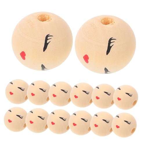 EXCEART 20st -holzperlen Kugelschreiber Bild Draht Taillenperlen-kit Lipglossrohre Anhänger Aus Tonperlen Runde Diy-perle Halskette Abstandsperle Bastelperle Flache Perlen Beige von EXCEART