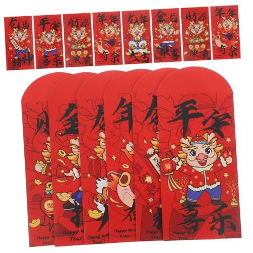 EXCEART 24 Stück Cartoon Umschläge Geldumschläge Für Neujahrskarten Rote Päckchentasche Rote Päckchen Umschläge Zum Jahr Des Drachen Geldbeutel Produktumschläge Briefgröße Hongbao Rote von EXCEART