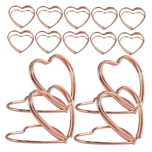 EXCEART 25st Liebes-visitenkartenhalter Ausstellungsständer Für Postkartenhalter Grußkarten-clips Fotokartenhalter Fotoständer Für Die Tischanzeige Tischnummernhalter Metall Rose Gold von EXCEART