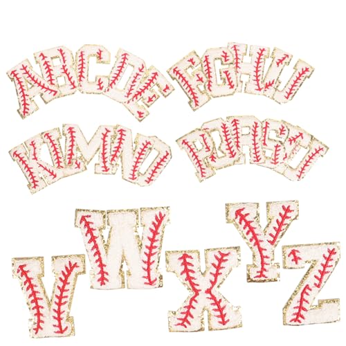 EXCEART 26Pcs aufnäher für jacke aufbügler für jacken Buchstaben-Patches für Kleidung Stoffflecken Strasssteine Band-Patches Mantelflicken austauschbare Kleiderflicken Handtuchstickerei von EXCEART