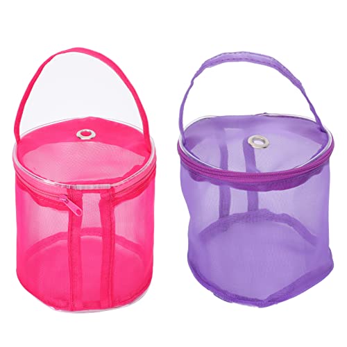 EXCEART 2St Aufbewahrungstasche aus Wolle gewebesäcke verbandstasche Handarbeitsbeutel fleebag tragbar kleine Tragetasche Mini Einkaufstasche aus Häkelgarn Mesh-Design-Tasche Netz Violett von EXCEART