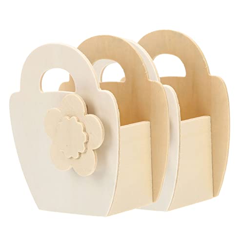 EXCEART 2St DIY-Spielzeug Hochzeitsblütenkorb Körbchen für Blumenmädchen rustikaler Korb Geschenkkorb storage boxes aufbwahrungs-box kid toys Hochzeits-Handkorb Blumenkorb aus Holz hölzern von EXCEART