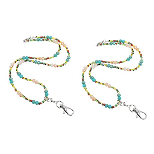 EXCEART 2St Einfache Reißverschlusskette Kamera Halskette Lanyard für Frauen ID-Halskette bag charm handy schlaufe Handy hängendes Seil Schlüsselanhänger zum Aufhängen Glasperlen Blue von EXCEART