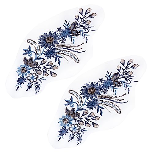 EXCEART 2St Gestickter Stoffaufnäher Hochzeitsblumenflecken Patches zum Aufnähen Spitze pailletten sequin Stoffaufnäher für Kleidung aufkleber kinder DIY zubehör frauen aufkleber Jeans von EXCEART