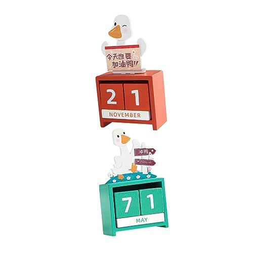 EXCEART 2St Kalenderverzierung aus Holz kinder kalender kinderkalender Kalender mit Tiermotiv Wohnaccessoire Dauerhafter Adventskalender Desktop-Ornament kreativer Kalender hölzern von EXCEART