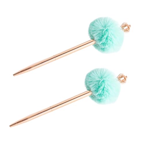 EXCEART 2St Kugelschreiber grüne Pompons Kinder schreiben Stifte Bürobedarf mit Pompon Schreibgerät mit Pompon Kronen- -Stift Kronen-Pompon-Stift Haarball Bommel schmücken Schreibstift von EXCEART