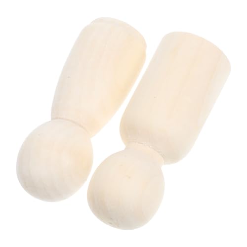 EXCEART 2st Hölzerner Mann Steckpuppen Unvollendet Peg-puppen Kinder Diy Zubehör Leere Stiftpuppe Leute Pfeifen Miniatur-dekor Bastelbedarf Für Kinder Holz Beige von EXCEART