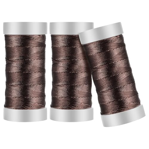 EXCEART 3 Handgeflochtener Turmdraht Sieb Quiltgarn aus Baumwolle Armbänder kriechende Pfeife Gleichgewicht Pfeife bastelschnur Quastenfaden Polsterfaden Armband Schnur Nylon Light Brown von EXCEART