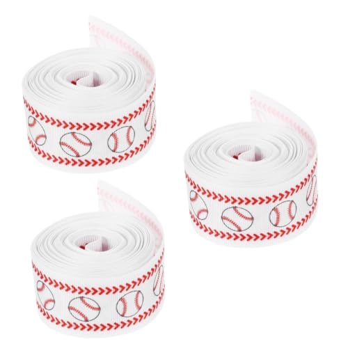 EXCEART 3 Rollen Ballkopfschmuck aus Gurtband Reagenzglas Geschenkband Baum Sporttreffen Fackel der Draht Tür geschenkschleife stoffband basteln verpackungsband Baseballband Weiß von EXCEART