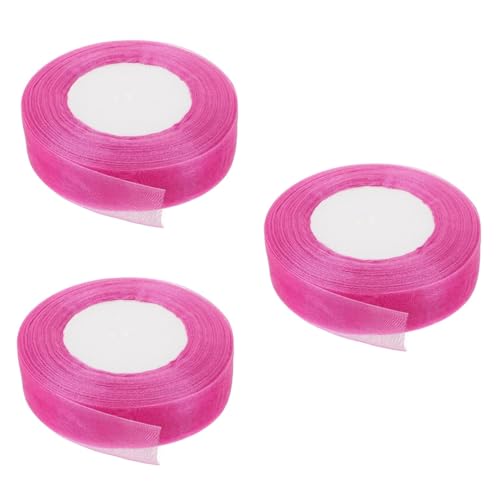 EXCEART 3 Rollen Chiffon-Band geschenkverpackung bastelmaterial geschenkband aufdecken Girlande Bastelband für den täglichen Gebrauch schneidbares Paketband Schneegarn Rosy von EXCEART