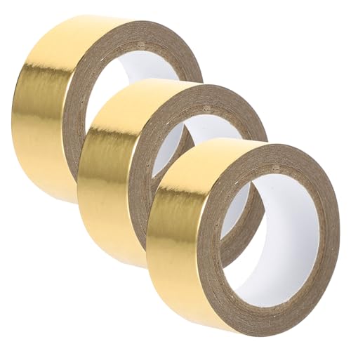 EXCEART 3 Rollen Heißprägeband -rolle Goldenes Klebeband Selbstklebendes Scrapbooking-klebeband Goldband Zum Basteln Dekoratives Klebeband Bastelband Washi-tape Papier Metall Gold Blatt von EXCEART