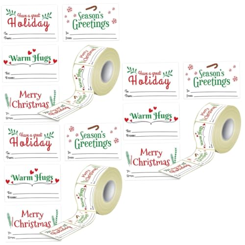 EXCEART 3 Rollen Selbstklebende Geschenkanhänger namens sticker names aufkleber tags Weihnachtsaufkleber Aufkleber für Briefumschläge Etiketten aus Geschenkpapier Party Gefälligkeiten von EXCEART