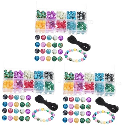 EXCEART 3 Sätze 8 Mm Kristallperlen 200 + 1 Rolle 10 M Schwarze Elastische Kordel Bastelideen Bracelet Beads Kit Zur Schmuckherstellung Silberne Zwischenperlen Schmuckperlen 200 Stück * 3 von EXCEART