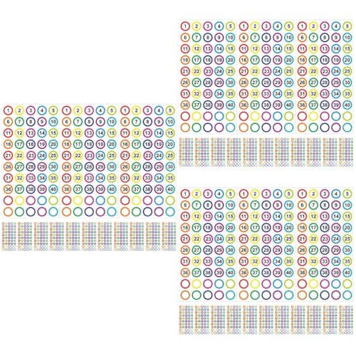 EXCEART 3 Sätze Digitale Aufkleber Runder Digitaler Aufkleber Nummernklassifizierungsaufkleber Klassifizierung Digitales Etikett Zahlenetiketten Aufkleber Kupferplattenaufkleber 20 Blatt*3 von EXCEART