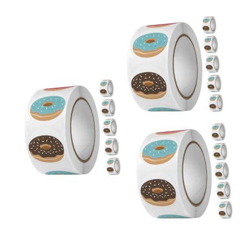 EXCEART 3 Sätze Donut Etikettenaufkleber Cartoon Aufkleber Cartoon Verpackungsaufkleber Cupcake Aufkleber Donut Aufkleber Etiketten Aufkleber Donut Motto 6 Rollen * 3 von EXCEART