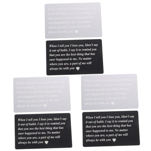 EXCEART 3 Sätze Geständnis Karte Gravierte Wortkarten Jubiläumskarten Couple Paare Paargeschenk Dekorative Einsteckkarten Geschenkkarten Aus Legierung Black 2 Stück * 3 von EXCEART