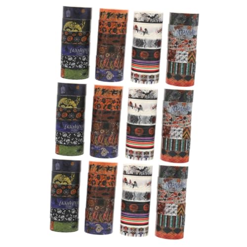 EXCEART 3 Sätze Halloween-band Halloween Wanddeko Geschenkband Halloween Farbige Aufkleber Halloween Dekorative Bänder Halloween-washi-papierband Washi-tape Im Halloween-stil 24 Stück * 3 von EXCEART