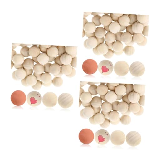 EXCEART 3 Sätze Hemu Runder Ball Holzrunden Zum Basteln Holzperlen Naturholzkugeln Runde Bastelbälle Handwerkliche Produkte Aus Holz Holzkugeln Ohne Löcher Beige Muhe 50 Stück * 3 von EXCEART