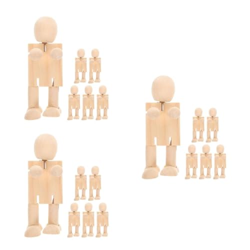 EXCEART 3 Sätze Holzroboterpuppe Holzmenschen Formen Figuren Bemalen Von Roboterfiguren Holzfiguren Menschen Menschenfigur Aus Holz Figur Aus Holzpflock Puppenhausfiguren Beige 6 Stück * 3 von EXCEART