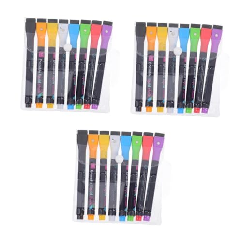 EXCEART 3 Sätze Löschbarer Lampenstift Kreidemarker Für Trocken Abwischbare Tafeln Whiteboard-radierer Kreidemarker Für Whiteboard Trocken Abwischbare Marker Für Kleinkinder Pp 8 Stück * 3 von EXCEART