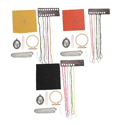 EXCEART 3 Sätze Pulloverkettenstickerei Stickpackung Kat Sticksets Für Erwachsene Stanznadel-sticksets Schmuck Pullover-kettenanhänger Stickerei-stoff Bausatz Zubehör Bausätze Polyester von EXCEART