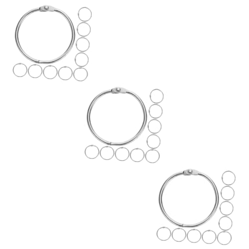 EXCEART 3 Sätze Ringbuch-ring Schlüsselketten Schlüsselringe Draht Schlüssel Silberkette Verschluss Ordnertrenner Schlüsselanhänger Schlüsseldrahtseil Bindering Silver Metall 20 Stück * 3 von EXCEART