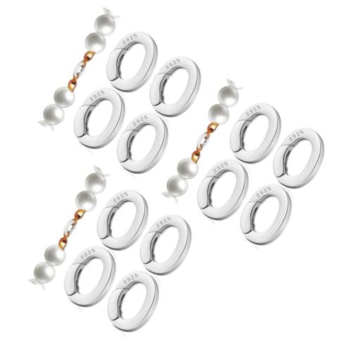 EXCEART 3 Sätze Schmuckschnalle Kettenverkürzer Bolzenschneefräse -tops S925 Halskette Tor Karabinerhaken Halsketten Clips Ovaler Federverschluss Federringe Silber- Silver 4 Stück * 3 von EXCEART