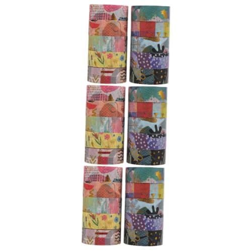 EXCEART 3 Sätze Taschendekorband Klebeband Spender Klebestreifen Bastelpapierband Klebepunkte Kariertes Band Dekoratives Washi Tape Bastelklebebänder Japanisches Papier 10 Rollen*3 von EXCEART