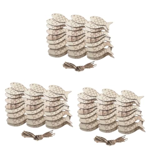 EXCEART 3 Sets Holz Fisch Ornamente DIY Fisch Bastel Geschenkanhänger Tiere Hängende Ornamente Leere Fischausschnitte Holzbastelbedarf Holzanhänger Zum Aufhängen Fische von EXCEART