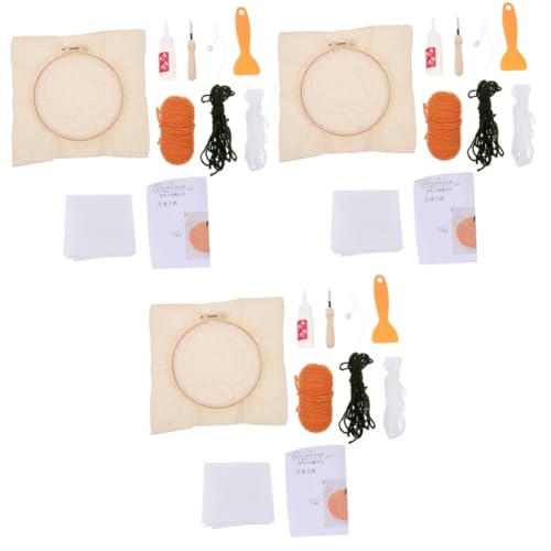 EXCEART 3 Sets Stickerei Untersetzer Punch Crochet Coaster Kit Punch Needle Stickerei Kits Fruit Rug Punch Needle Material DIY Punch Needle Stickerei DIY Nadeleinfädler Aus Holz von EXCEART