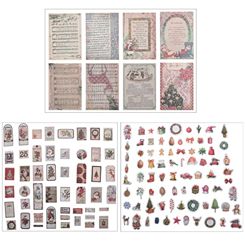 EXCEART 3 Sets Vintage Weihnachtsaufkleber Große Aufkleber mit Weihnachtsmotiven Retro- Weihnachts- Scrapbooking- Aufkleber Weihnachtsdekorationen Aufkleber für Scrapbooking- Journaling von EXCEART