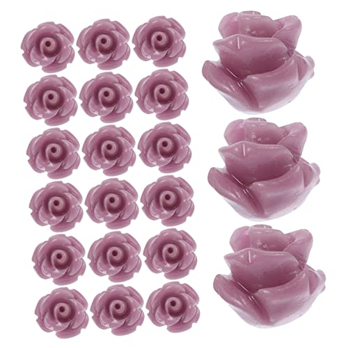 EXCEART 30st Blumenperlen Geschnitzte Tropfenperlen Perlen Zur Herstellung Von Armbändern Edelsteinperlen Haarschmuck Perlen Rocailles Haarschmuck Mit Blumen Reize Violett Harz von EXCEART