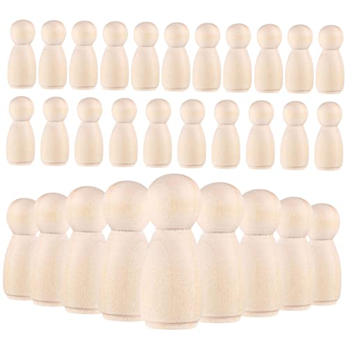 EXCEART 30st Kleiner Holzmann Bastelsets Für Mädchen Wackelt Steckpuppen Unvollendet Körper Mini-personenfiguren Lackierbar Puppenhaus Menschen Figur Form Puppe Basteln Für von EXCEART