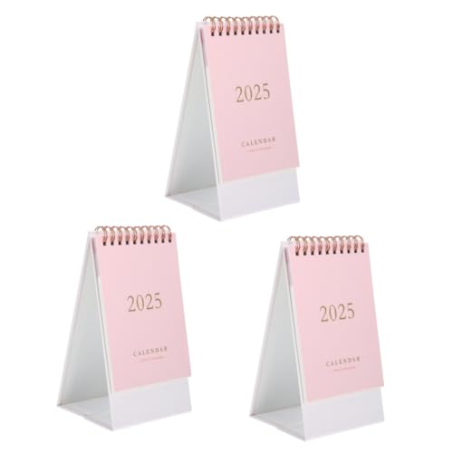 EXCEART 3St Tischkalender 2025 Stehender Flip-Kalender 2024 Stehtischkalender Staffelei Kalender Dekorative Tischkalender Rosa Tischkalender filigraner Tischkalender Hausbedarf Papier von EXCEART