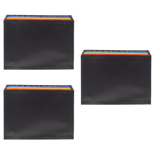 EXCEART 3St bunter Ordner Umschlag-Organizer Organisation Rechnung dokumentieren Geschäft aufbewahrungssack storage pockets mappen aktenschrank Hängemappe Quittungsorganisator Papier Black von EXCEART