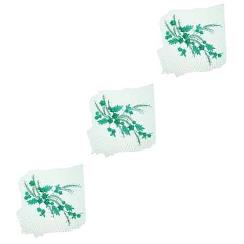 EXCEART 3st Mesh-stickpatch Funkeln Bestickter Stoff Mini-blumentopf Kühllager Schmücken Hochzeitsschuh Blumen Blumen- Perl- Und Strassschuhclips Schwarzes Minikleid Frauen Green Spitze von EXCEART