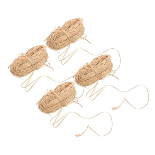 EXCEART 4 Raffia-Seil Bastgarn Strohband Stroh zum Basteln Bändchengarn deko Schleife füller Bastgras Bastband zum Verpacken von Geschenken natürlich Korb Strickzubehör Füllstoff Strohseil von EXCEART