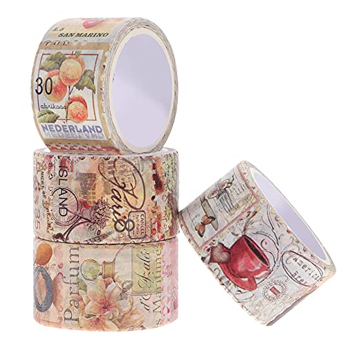 EXCEART 4 Rollen Vintage Sammelalbum Papier Aufkleber Washi Band Sammelalbum Stempel Aufkleber Klebeband für Retro Kugel Zeitschriften Fotoalbum Diy Band Aufkleber von EXCEART