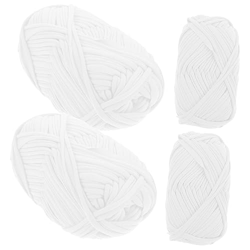 EXCEART 4 Rollen Wollknäuel bündeln Häkelgarn Zöpfe Kreuzstich-Set Baumwollgarn knitting wool dickes Garn DIY garn stricken Strickgarn handgehäkeltes Garn geflochtenes Seil Polyester Weiß von EXCEART